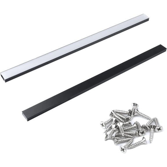 YNTVV-10 Pcs LED Strip Light Track 1 ft Channel System 45Curved Thicker Led Diffuser Cover Segments for Strip Tape Light Track, with Mounting Clip and Screws (Black)