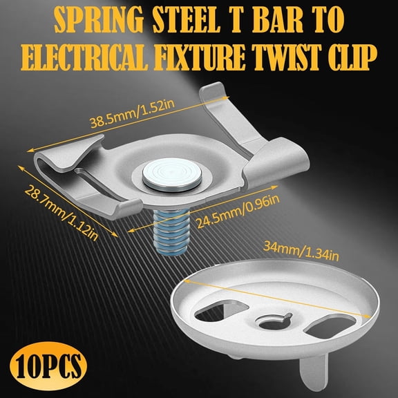 YNTVV-10 Pcs Spring Steel T Bar to Electrical Fixture Twist Clip with Wing Nut, Mounting Clip for Installation of Suspended Drop Ceilings for 15/16 Inch T-grid Quick Easy Installation Light Fixtures