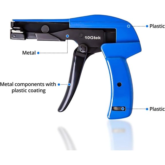 YNTVV-10GTEK Cable Tie Gun - Fastening and Cutting Tool with Handle Special for Nylon Cable Tie Fasten and Cut Cables in Blue