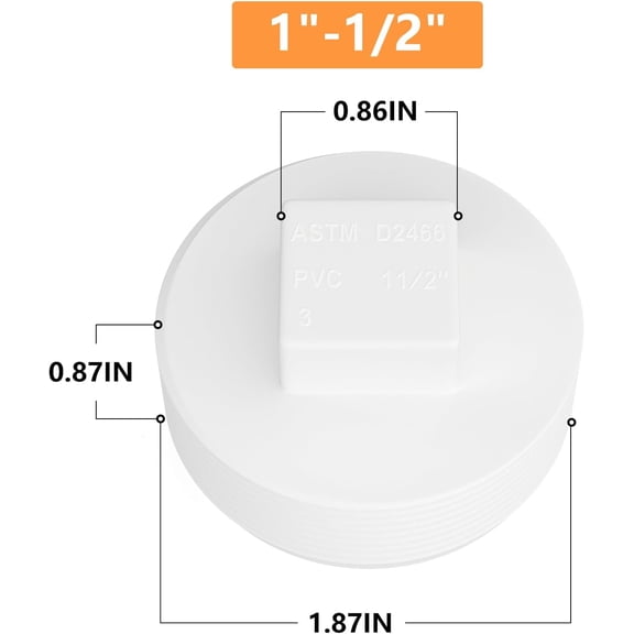 YNTVV-10PCS PVC Cleanout Plug 1-1/2" NPT Male, End Cap Adaptor, Pipe Fitting Plug closing For Home or Industrial, Plumbing Water Line, Drainage Piping System