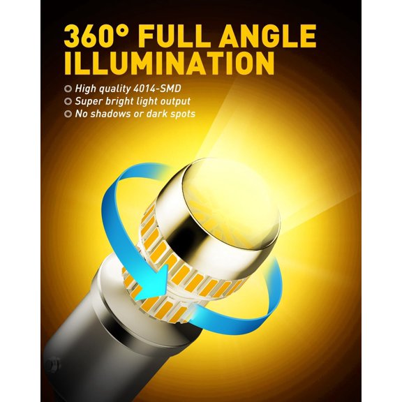 YNTVV-1156 LED Bulbs Amber Yellow Super Bright 7506 BA15S P21W LED Bulb with Projector for Front Rear LED Turn Signal Bulb DRL Marker Blinker Parking Lights, Pack of 2