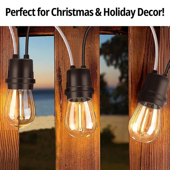 YNTVV-12 Pack Water-Resistant Lamp Socket, Black Pigtail Lamp Holder Socket, E26/E27 Fully Sealed Rainproof Light Sockets, 125V-660W (12p)