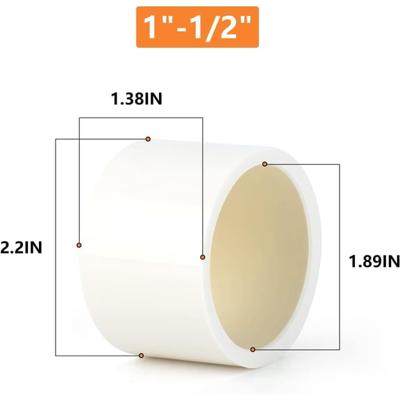 YNTVV-12PCS PVC Pipe Fitting 1-1/2" PVC Pipe End Cap Plug Adapter, Furniture Grade Pipe Plug Socket Fittings, For Home or Industrial