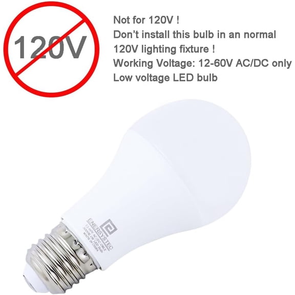 YNTVV-12V-60V LED Light Bulb 6W E26 Medium Base, 3000K Warm Light Color, 12 Volt AC DC Low Voltage Light Bulb Regular A19 Lamp 24V 32V 36V 48V (Not for 120V), for RV, Off-Grid Power System, 6 Pack
