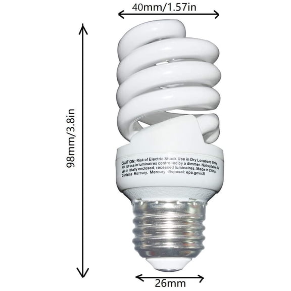 YNTVV-13 Watt (60 Watt) Compact Fluorescent Light, Soft White 2700K, 1040LM, Spiral Medium Base CFL Light Bulbs (4 Pack)