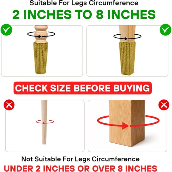 YNTVV-16 Pcs Gold Premium Chair Leg Socks Protectors for Hardwood Floors - Do not Easily Fall Off - Very Easy to Put on - Fits All Leg Shapes - High Elastic Bar Stool Leg Covers - Furniture Pads