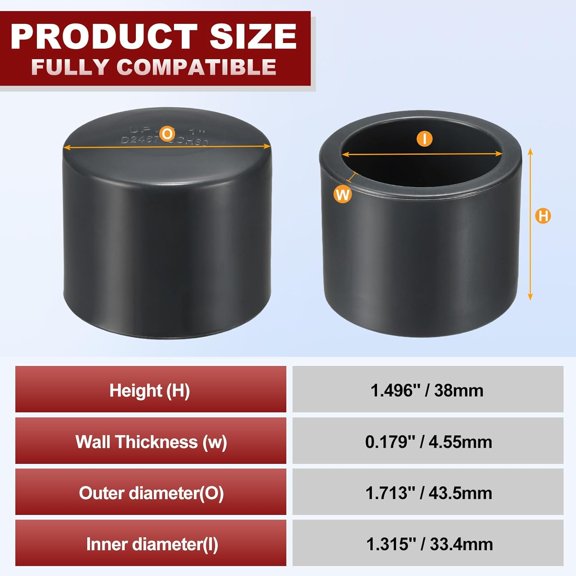 YNTVV-1Pcs 1" PVC External End Cap Fitting, SCH80 Furniture Grade PVC Pipe Plug Adapter, Pipe Cover Fittings for DIY Project, Irrigation System, Plumbing Framework, Garden Structures
