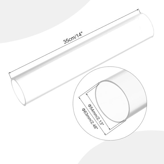YNTVV-2.1 Inch Clear PVC Rigid Pipe 54mm ID 63mm OD 14" High Impact for Water Pipe, Aquarium, Fish Tank, Greenhouse Garden, Clear