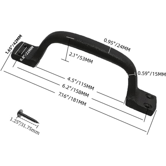 YNTVV-2 Pack Classic Black Handle - Heavy Duty Steel Pull for Gates, Barn Doors, Outdoor Fences, 7 Inch
