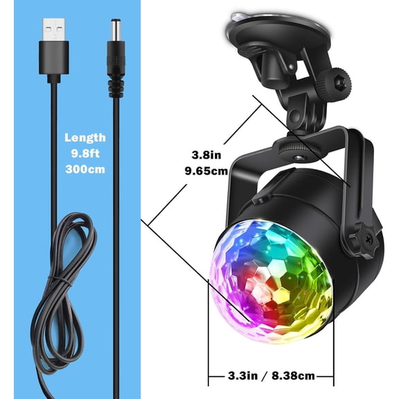 YNTVV-2-Pack Disco Ball Party Lights Sound Activated Suction Cup Stand & Remote, 12 Modes Strobe DJ Lights for Home Room Karaoke Dance Party Supplies Birthday Party Decorations White Elephant Gifts