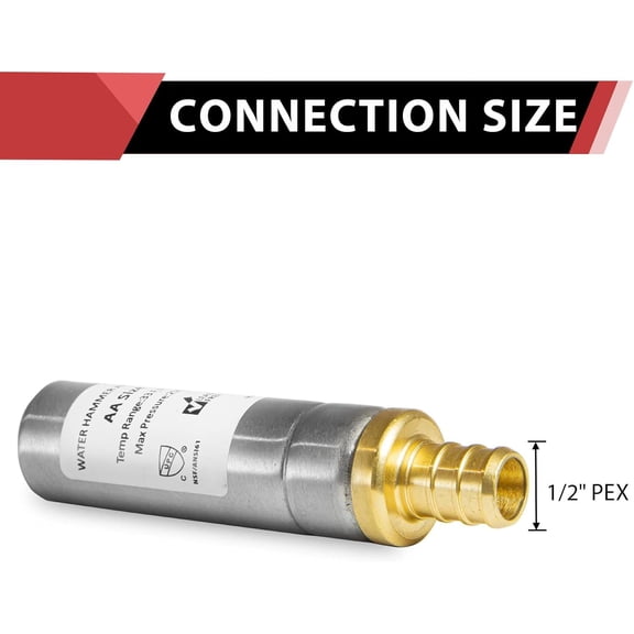 YNTVV-2-Pack MH-111 1/2-Inch Straight Pex Barb Crimp Connection F1807 Stainless Steel Water Hammer Arrestor For Potable Water Plumbing Application,(HAMMER002-2PCS)