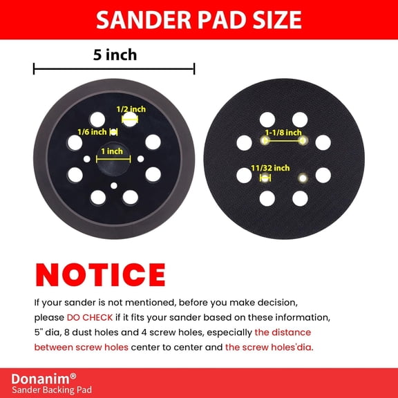 YNTVV-2 Pack Sander Pad Compatible with Craftsman, 5 Inch 8 Holes Hook and Loop Orbital Sander Backing Pad for 315.112170 315.116940 315.116950 315.112180 315.279870 ROS Model 315 Random Orbital Sand