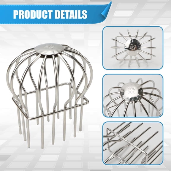 YNTVV-2 Packs Square Gutter Downspout Guard 304 Stainless Steel Gutter Cover Filter Strainer fit for 2"x3" Square Drains, Heavy-Duty Rigid Down spout Protectors Stop Leaves Seeds Debris for Roofs G