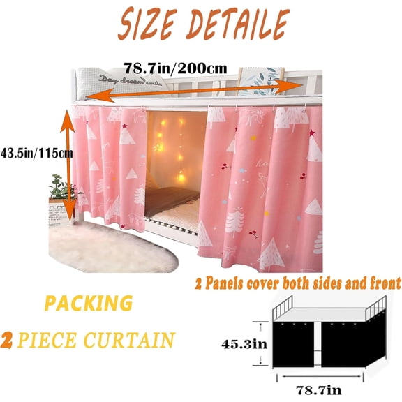 YNTVV-2 Panels,Bottom Bunk Bed Curtains Cloth Bed Canopy Students Curtain Shading Nets for Single Bed