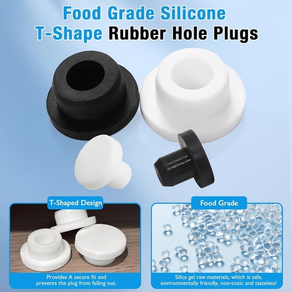 YNTVV-2 Pcs 78.6 mm/3.1 in Silicone Rubber Plug for 77 mm Round Holes, Waterproof T Type Rubber Stoppers, Soft Flexible Bottle Seal Plugs Tube Pipe End Caps Inserts Bathtub Jet Cover, White