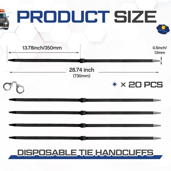 YNTVV-20 Pcs 13.5 x 0.5 Inch Zip Ties Cable Disposable Heavy Duty Tie Double Flex Plastic Nylon Tie Restraints (Black)