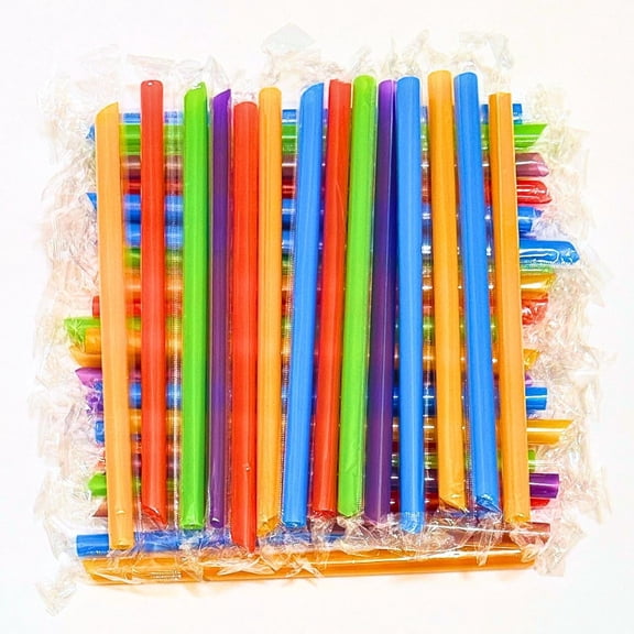 YNTVV-200 Pack Jumbo Plastic Straws by 11mm Extra Wide, 210mm Long Individually Wrapped Smoothie Straws for Milkshakes, Boba Tea, Iced Coffee BPA-Free, Disposable & Reusable Large Drinking Straws