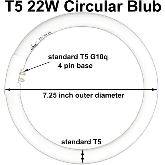 YNTVV-22W T5 Fluorescent Round Tube, 7.25 Inch FCL T5 Type 22 Watts Circular Light Bulbs 6400K 120V, Circline Bulb Replacement for Floxite/Zadro/Rialto Makeup Mirror, Daylight DL