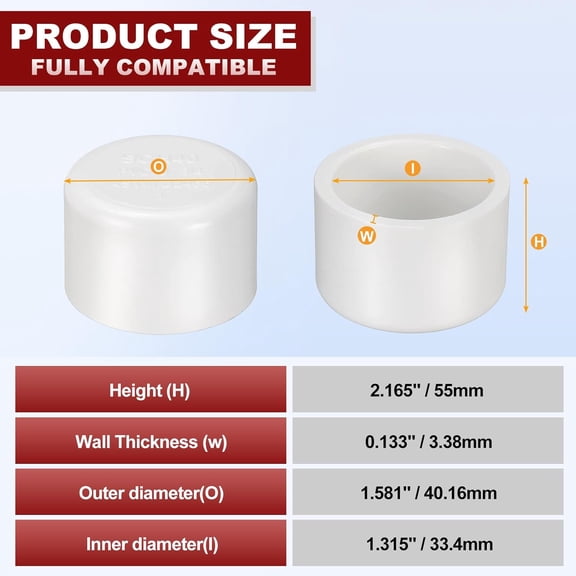 YNTVV-25 Pcs 1" PVC External End Cap Fitting, SCH40 Furniture Grade PVC Pipe Plug Adapter, Pipe Cover Fittings for DIY Project, Irrigation System, Plumbing Framework, Garden Structures