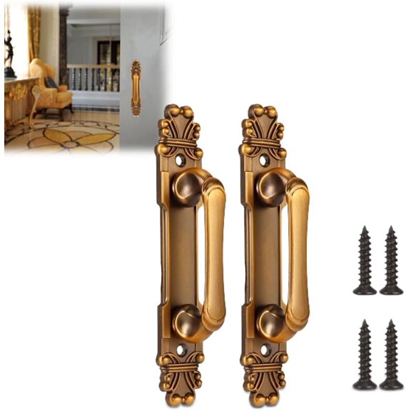 YNTVV-2Pcs/Set European Style Door Handle, Antique Wardrobe Handles Metal Sliding Door Handle for Drawer Cupboard Accessory