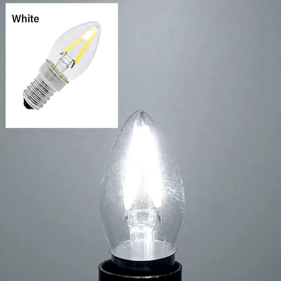 YNTVV-2W E12 C7 Candelabra LED Bulbs(6 Pack) 15W Enquivalent E12 Base LED Filament 2W Bulb 120V Dimmable 6000K Daylight White Clear Glass C7 Mini Candle Torpedo Shape for Night Light (White)