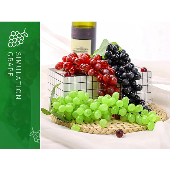 YNTVV-2pcs Black Lifelike Grape Artificial Grape Fruits Fake Grape Bundles for Home Aesthetics Creative Design Garden Store Decoration Education Props(110Grains 13 inches)