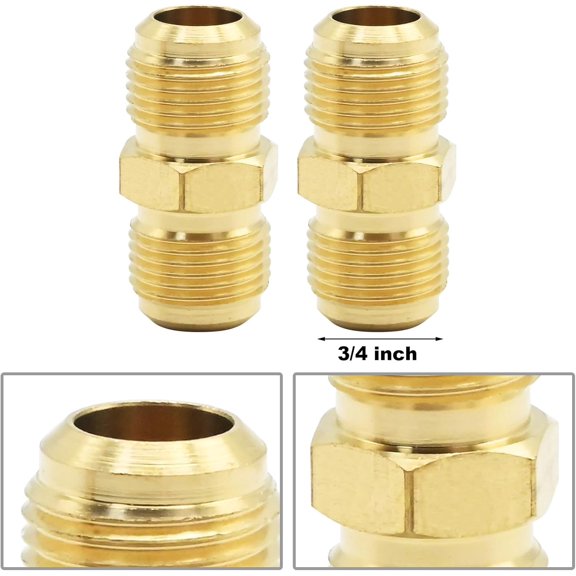 YNTVV-2pcs Male Flare Gas Adapter Metals Brass Fittings for Copper Tubing Pipe Half Union Connector Coupling AC Tube Coupler Extension Joint Connectors (#3-4)