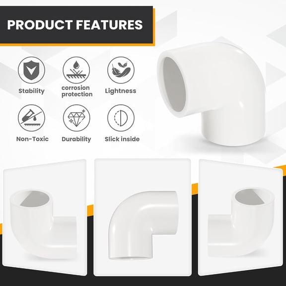 YNTVV-3/4" 20 Pcs 90 Degree Elbow Pipe Fittings (Socket x Socket), Heavy Duty 2 Way Right Angle Pipe Fitting for DIY Creations, Schedule 40 PVC Coupling Adapter.