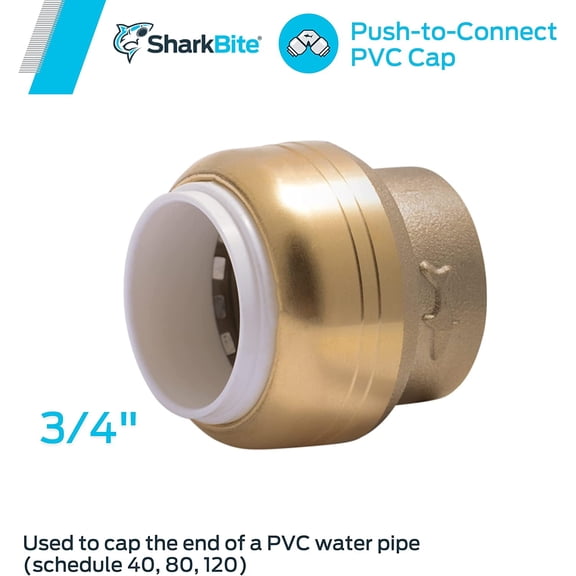 YNTVV-3/4 Inch PVC Cap, Push to Connect Brass Plumbing Fitting, PVC Pipe, UIP518A