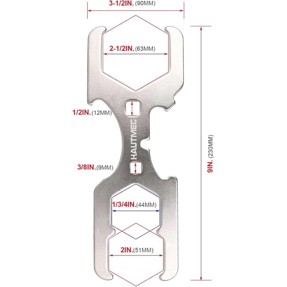 YNTVV-3 Way Plumber's Sink Strainer Wrench/Spud Wrench, Fits 1-3/4 inch, 2 inch and 2-1/2 inch Pipe Nuts, Multifunction Tool with 3/8-inch and 1/2-inch Square Drive Holes