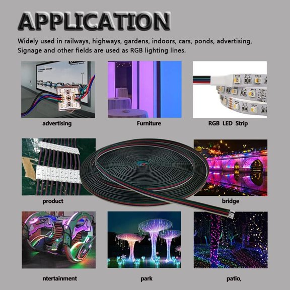 YNTVV-30m/100ft RGBW LED Extension Cable 22 Gauge 5Pin 12V DC Electrical Wire 5 Core 22AWG Wires with 10PCS Connectors for RGBW 3528 5050 Led Strip