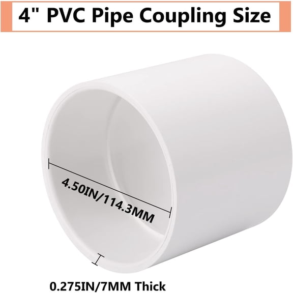 YNTVV-4" PVC Pipe Coupling Adapter Pipe Fittings (Socket x Socket) Contractor Pack Schedule 40 Heavy Duty 4 Inch PVC Slip Socket Connectors for DIY PVC Shelf Garden Support Structure, White