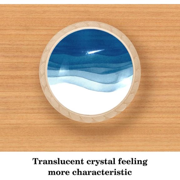 YNTVV-4 Pack 1.37" Gradient Decorative Cabinet Knobs, ABS Glass Round Transparent Single Hole, Dresser Drawer Handles Pulls for Home Kitchen (Blue Watercolor)