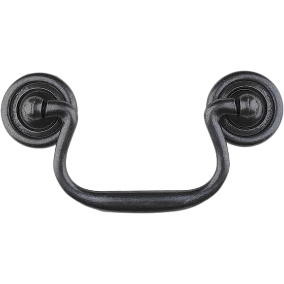 YNTVV-4-Pack 3.23" Hole Centers Antique Black Hanging Ring Puller Drawer Pull Handle Cabinet Knob Gooseneck Puller Wardrobe Handle for Dresser Screw Pitch 82mm (4,Antique Black)