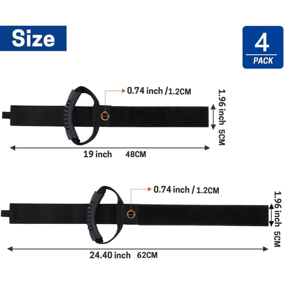 YNTVV-4 Pack Extension Cord Holder Organizer, 19 Inch & 24 Inch Adjustable Hook and Loop Cable Storage Straps with Handle for Garage Electrical Cords Cable Rope Hose Organizers and Storage