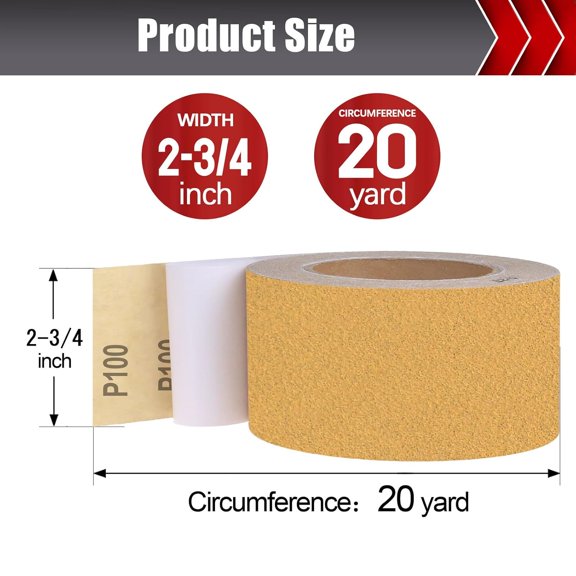 YNTVV-400 Grit PSA Longboard Sandpaper, 20-Yard Long Continuous Roll 2-3/4" Wide Self-Adhesive Sanding Paper for Auto Body Woodworking Metalworking