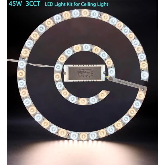 YNTVV-45W LED Close to Ceiling Flush Mount Fan Fandelier Retrofit Light Kit Replacement Engine Panel Board Light Bulb, 3CCT 3000K/4500K/6000K (45W)