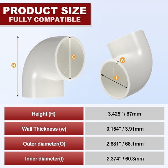 YNTVV-4Pcs 2" 90 Degree Elbow PVC Fitting, SCH40 2-Way Furniture Grade PVC Pipe Fitting, DIY Corner Elbow Connector for Building Furniture, Greenhouse Frame Connection, Socket x Socket