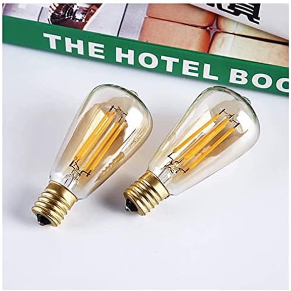 YNTVV-5 Pack E17 Base LED Replacement Light Bulbs 4W Intermediate Warm White 2700K Equivalent to 40W Incandescent Bulb, Amber Glass ST38 Bulb Edison String Light for Outdoor Indoor, 120V