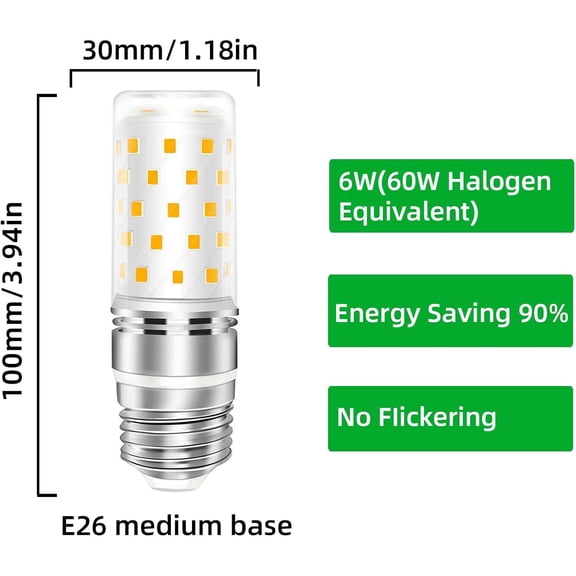YNTVV-5 Pack E26 Led Light Bulbs Dimmable 6W Equivalent 60W Halogen 600lm AC 120V Warm White 3000K Medium Base