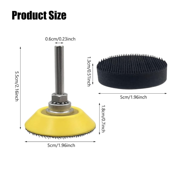 YNTVV-5 Set 2 Inch Hook & Loop Sanding Pad for Sanding Discs with 1/4 Inches Shank Drill Attachment and Soft Foam Layer Buffering Pad