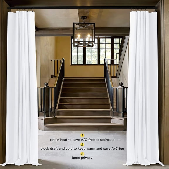 YNTVV-50% Light Blocking Vertical Blinds for Sling Door, Window Curtains, Privacy 50% Blackout Curtains for Patio, Extra Wide Drapes (White, W70 inches x L108 inches, 1 Panel)