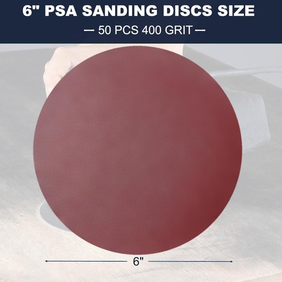 YNTVV-50 PCS 6 Inch 400 Grit PSA Sanding Discs Self Adhesive Sticky-Back Sandpaper for 6" DA Sander Automotive Car Paint Woodworking Wood Metal Finishing