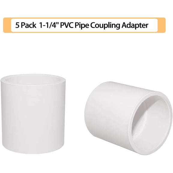 YNTVV-5PCS 1-1/4" PVC Pipe Fitting Coupling Connector Adapter Pipe Fitting Slip (Socket x Socket) Schedule 40 White Color