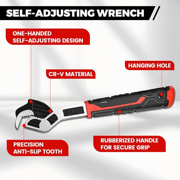 YNTVV-6 8 10 Multi-function Self-locking Pipe Wrench Set, Chromium Vanadium Steel,Plumbers Wrench with Self Tightening Function for 9/32-1 3/8 (7-35mm) Pipe Fittings and Nuts (1set)