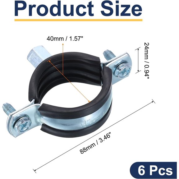 YNTVV-6 Pcs Split Ring Pipe Hanger, 40mm/1.6inch Adjustable Pipe Bracket Clamp Wall Ceiling Mount Pipe Strap Support for Plumbing Drainage Pipe Tube