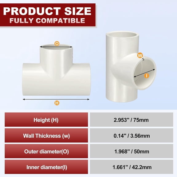 YNTVV-6Pcs 1 1/4" Tee PVC Fitting, SCH40 3-Way Furniture Grade PVC Pipe Fitting, Corner Elbow Connector for Building Furniture, Greenhouse Frame Connection, DIY Create, Socket x Socket