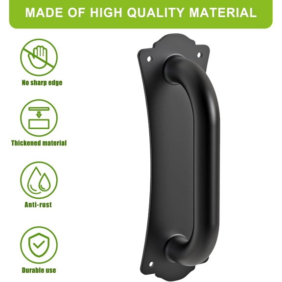 YNTVV-7.8'' Heavy Duty Steel Door Handle, Metal Fence Gate Pull Handle, Sliding Door Handle Suitable for for Gate Barn Door, Closet, Garage, Includes Install Hardware, Easy to Install, 2 Pack