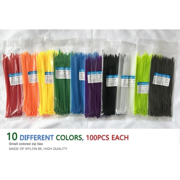 YNTVV-8 Inch 1000pcs Colored Zip Ties, 20lb Strength, Multi-Purpose Cable Ties