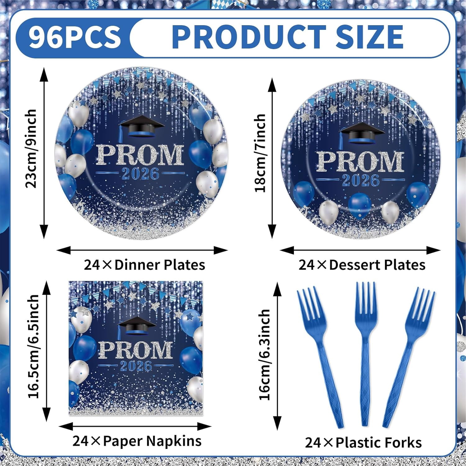 Grad Plate YNTVV-96Pcs Prom Night 2026 Grad Party Tableware Supplies Graduation ...